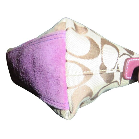 SOLD Coach 2005 Vintage Canvas & Suede Signature Demi Baguette Sufflette Bag - Picture 11 of 12